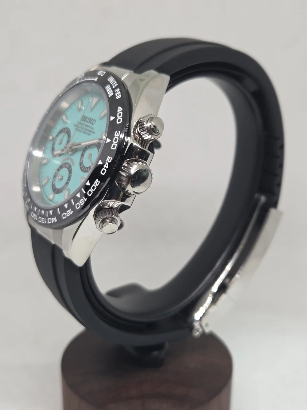 Custom 39mm Seiko Mod Watch VK63 Daytona Chronograph Light Blue Dial